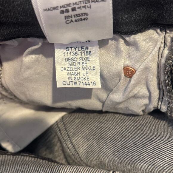 Mother The Pixie Mid Rise Dazzler Ankle Jeans Wash Up In Smoke Gray Size 27 NWOT - Picture 10 of 16